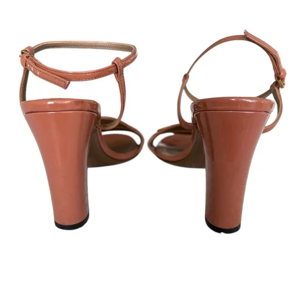 Gucci Horsebit Patent Leather Block Heel Sandals Brown Ankle Strap Size 38 US 8 - Picture 9 of 14